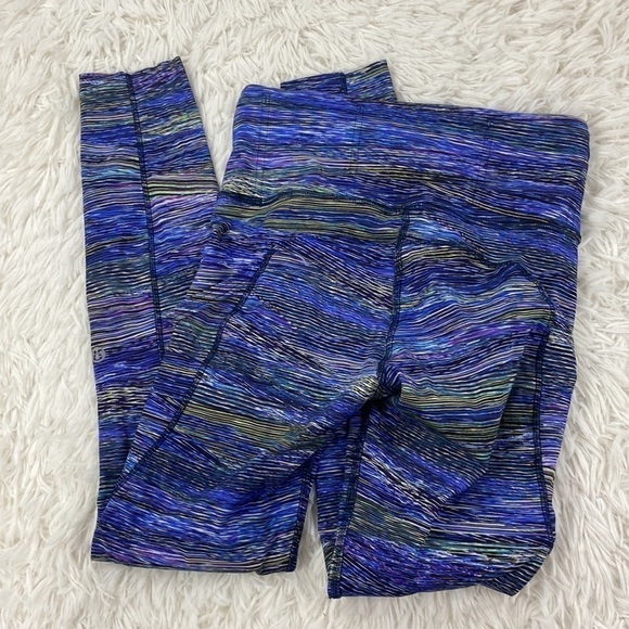 Lululemon Fast and Free Tight 25" *Non-Reflective Nulux Interconnect Blue Multi - Picture 6 of 7